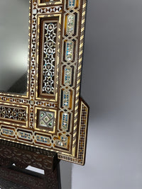 Inlaid Wall Mirror & Display Stand — Mother of Pearl, Camel Bone & Engraved Wood