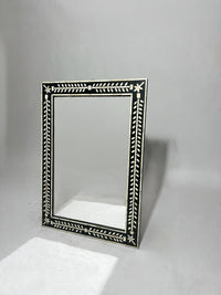 Wall Mirror — Camel Bone Floral Vine Inlay on Ebony & Resin Frame
