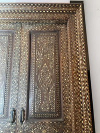 Hand-Inlaid Double Door — Camel Bone & Wood in Arabesque Lattice