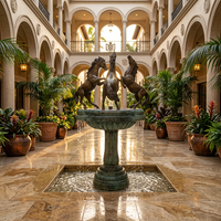 Bronze Horse Fountain — Three Rearing Stallions on Verdigris Column Pedestal