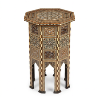 Syrian Octagonal Side Table — Camel Bone, Mother of Pearl & Wood Marquetry
