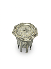 Syrian Octagonal Side Table — Full Mother of Pearl Mosaic on Ebony Base