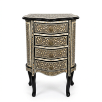 Syrian Commode — Mother of Pearl & Wood Marquetry on Black with Four Drawers
