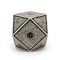 Mother of Pearl & Black Resin Geometric Stool — Mosaic Medallion