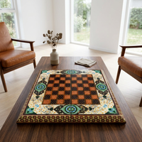 Khatam Micro-Mosaic & Hand-Painted Chess Board — Emerald Green Floral Medallion Border