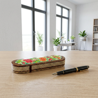 Khatam Micro-Mosaic & Hand-Painted Elongated Case — Peony Garden with Bird