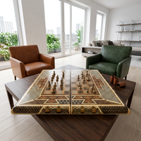 Khatam Micro-Mosaic Chess & Backgammon Board — Full Geometric Star Inlay — 2 in 1