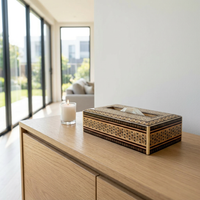 Khatam Micro-Mosaic Tissue Box Holder — Full Geometric Star Inlay