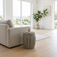 Camel Bone & Resin Drum Stool — Radiating Stripe