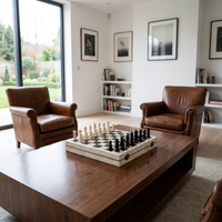 Camel Bone Chess Set — Ivory & Black Inlaid Board with Hand-Carved Bone Pieces, Full Set
