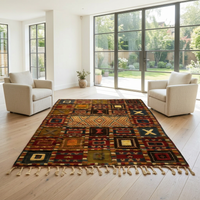 Handknotted Wool Tribal Rug — Polychrome Patchwork Field with X & Diamond Motifs