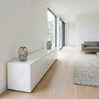 Multicolour Mosaic Glass Table Lamp — Hand-Set Geometric Tiles, Matching Pair