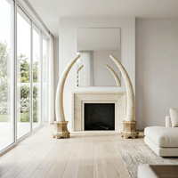 Monumental Camel Bone Tusk Sculptures — Hand-Painted Matching Pair