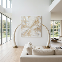 Monumental Mother of Pearl Tusk Sculptures — Brass-Mounted Matching Pair