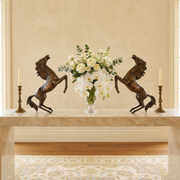 Bronze Rearing Stallion Sculptures — Matching Pair in Warm Patina