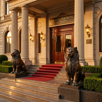 Life-Size Bronze Lion Sculpture — Seated Guardian in Dark Patina