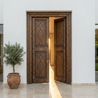 Hand-Inlaid Double Door — Camel Bone & Wood in Arabesque Lattice