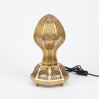 Moorish Brass Table Lamps — Hand-Pierced Arabesque Lattice, Matching Pair