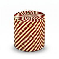 Camel Bone & Burgundy Resin Drum Stool — Spiral Stripe