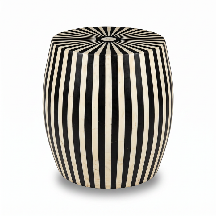 Camel Bone & Resin Drum Stool — Radiating Stripe