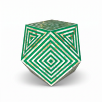 Mother of Pearl & Green Resin Geometric Stool — Concentric Diamond