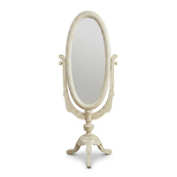 Camel Bone Mosaic Full-Length Cheval Mirror — Oval Frame on Tripod Stand