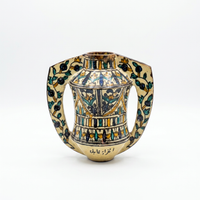 Hand-Painted Ceramic Vessel — Twin-Handled Amphora with Floral & Calligraphic Motifs