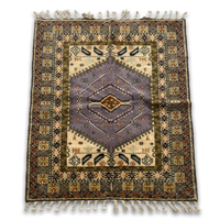 Handknotted Wool Rug — Mauve Medallion with Ivory Field & Polychrome Floral Border
