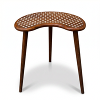 Walnut & Mother of Pearl Kidney Side Table — Dot Grid Inlay