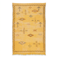 Handwoven Wool Kilim — Saffron Field with Scattered Tribal Symbols