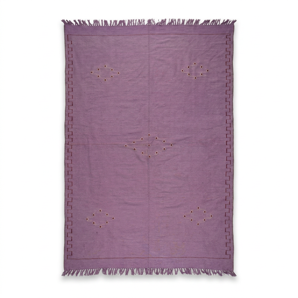 Handwoven Wool Kilim — Mauve Field with Diamond Motif Border