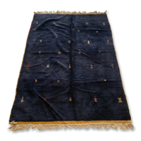Handknotted Wool Rug — Midnight Navy Field with Scattered Polychrome Motifs