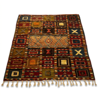 Handknotted Wool Tribal Rug — Polychrome Patchwork Field with X & Diamond Motifs