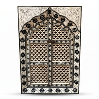 Hand-Painted Camel Bone Wall Panel — Mughal Arch Window with Pierced Lattice