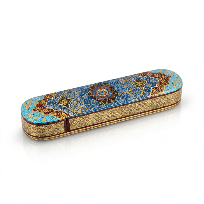 Khatam Micro-Mosaic & Enamel Elongated Case — Pen, Cigar or Watch Box