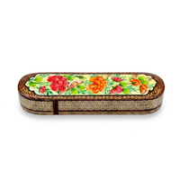 Khatam Micro-Mosaic & Hand-Painted Elongated Case — Peony Garden with Bird