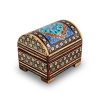 Khatam Micro-Mosaic & Hand-Painted Dome Jewellery Chest — Polychrome Medallion Lid