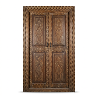 Hand-Inlaid Double Door — Camel Bone & Wood in Arabesque Lattice