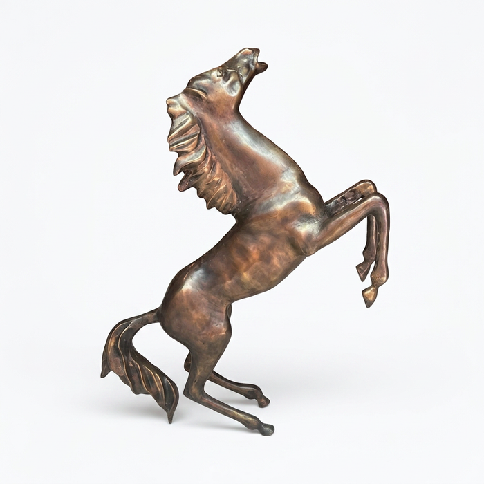 Bronze Rearing Stallion Sculptures — Matching Pair in Warm Patina