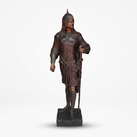 Life-Size Bronze Warrior Sculpture — Standing Armoured Sentinel on Bronze Base