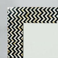 Wall Mirror — Mother of Pearl & Resin Chevron Zigzag Frame on Ebony Base