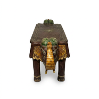 Indian Elephant Decorative Table — Hand-Carved & Painted Wood with Gold Details
