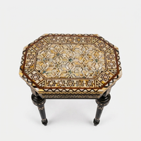 Syrian Octagonal Low Table — Hand-Inlaid Mother of Pearl & Camel Bone on Ebony Turned Legs