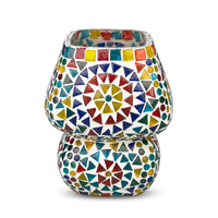 Multicolour Mosaic Glass Table Lamp — Hand-Set Geometric Tiles, Matching Pair