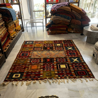 Handknotted Wool Tribal Rug — Polychrome Patchwork Field with X & Diamond Motifs