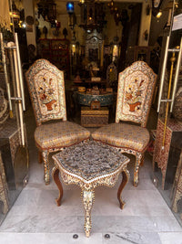 Syrian Mother of Pearl Salon Set — Low Table & 2 Chairs