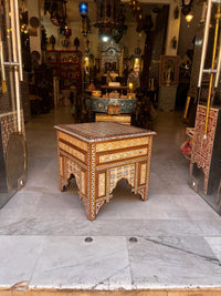 Moroccan Andalusian Low Table — Mother of Pearl, Camel Bone & Wood Marquetry