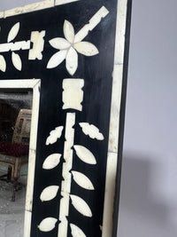 Wall Mirror — Camel Bone Floral Vine Inlay on Ebony & Resin Frame