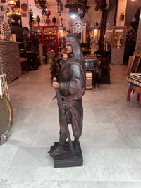 Life-Size Bronze Warrior Sculpture — Standing Armoured Sentinel on Bronze Base