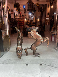 Bronze Rearing Stallion Sculptures — Matching Pair in Warm Patina